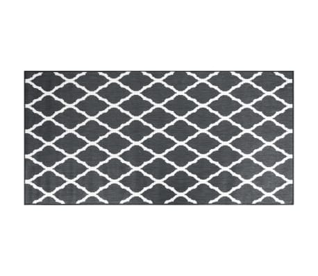 vidaXL Outdoor-Teppich Grau und Wei&szlig; 100x200 cm Beidseitig Nutzbar