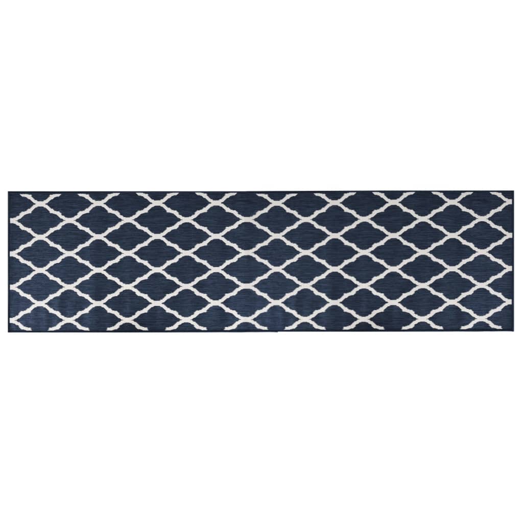vidaXL Ulkomatto laivastonsininen / valk. 80x250 cm käännettävä malli