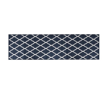vidaXL Covor de exterior, bleumarin/alb, 80x250 cm, design reversibil