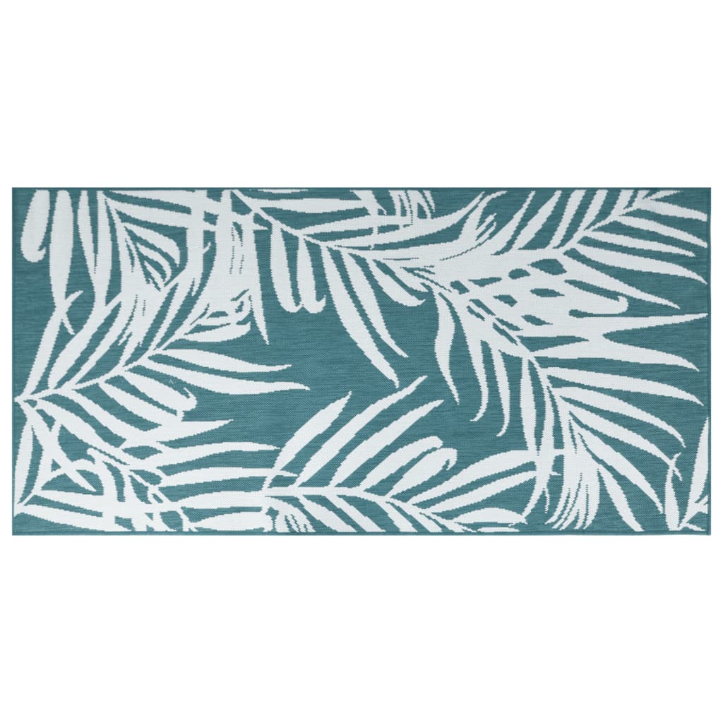 vidaXL Outdoor Rug Aqua and White 100x200 cm Reversible Design