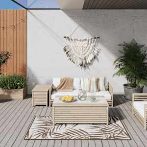 Venkovní koberec hnědý a bílý 80 x 150 cm oboustranný design - obrázek 1