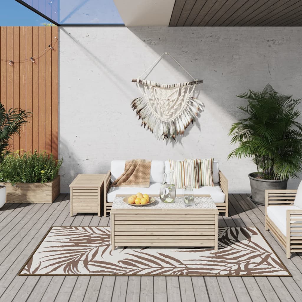 vidaXL Outdoor Rug Brown and White 100×200 cm Reversible Design