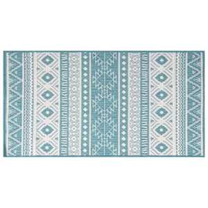 vidaXL Ulkomatto vedenvihre&auml; / valkoinen 80x150 cm k&auml;&auml;nnett&auml;v&auml; malli