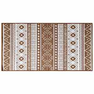 Venkovní koberec hnědý a bílý 80 x 150 cm oboustranný design - obrázek 3
