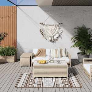 Venkovní koberec hnědý a bílý 80 x 150 cm oboustranný design - obrázek 1