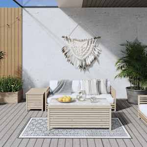 Venkovní koberec šedý a bílý 80 x 150 cm oboustranný design - obrázek 1