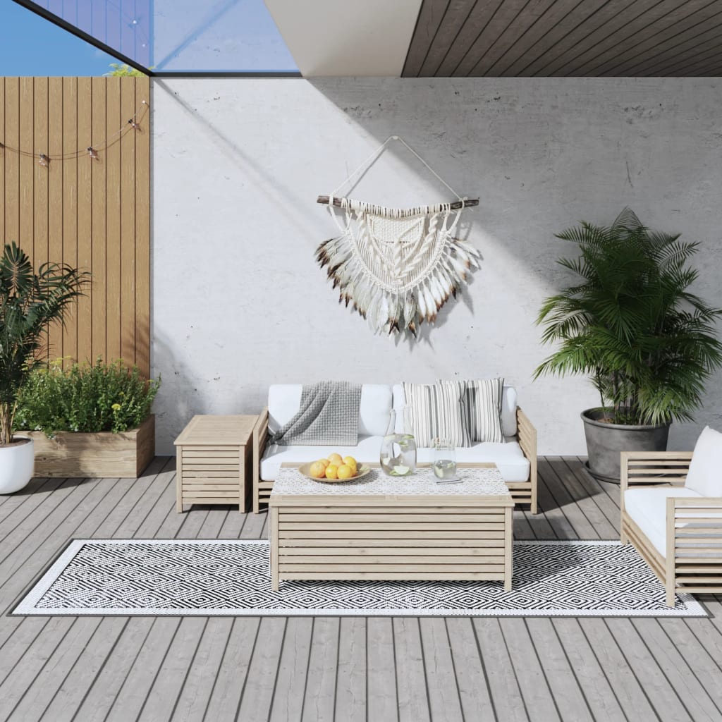 vidaXL udendørs gulvtæppe 80x250 cm vendbart design grå og hvid
