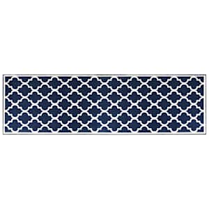 vidaXL Buitenkleed omkeerbaar 80x250 cm marineblauw en wit