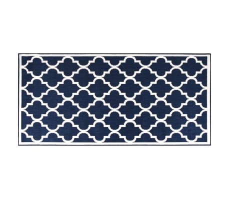 vidaXL Outdoor Rug Navy and White 100x200 cm Reversible Design