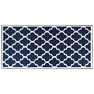 vidaXL Outdoor Rug Navy and White 100x200 cm Reversible Design