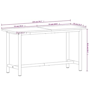 Pracovní stůl 150 x 55 x 81,5 cm masivní bukové dřevo a kov - obrázek 9