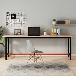 Delovni pult 220x55x81,5 cm trdna bukovina in kovina