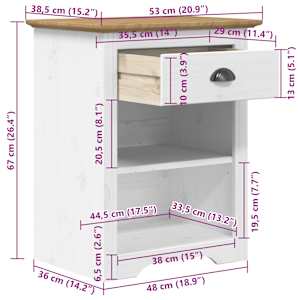 Nočna omarica BODO rjava 53x38,5x67 cm trdna borovina - slika 8