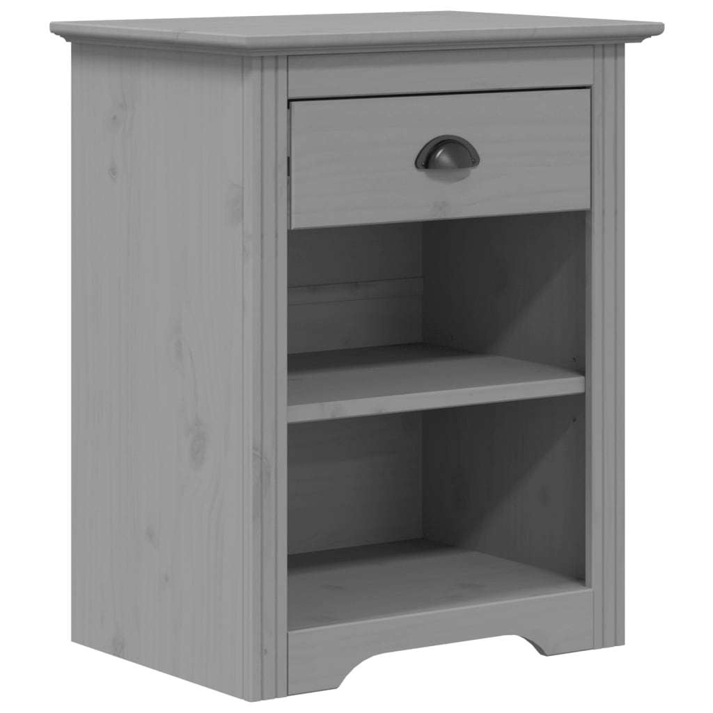 vidaXL Bedside Cabinet BODO Gray 20.9"x15.2"x26.4" Solid Wood Pine