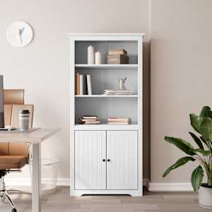 Knjižna omara BODO bela 82x40x173 cm trdna borovina