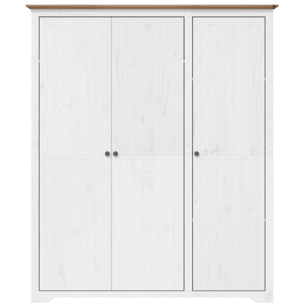 vidaXL BODO fehér és barna tömör fenyőfa ruhásszekrény 146x53,5x173 cm