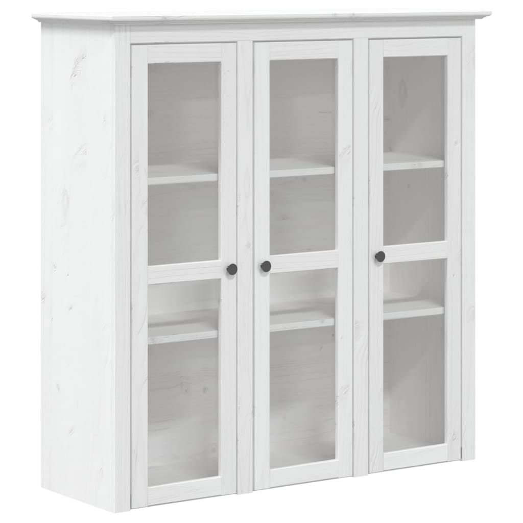 Image of vidaXL Cabinet with Glass Doors BODO White Solid Wood Pine