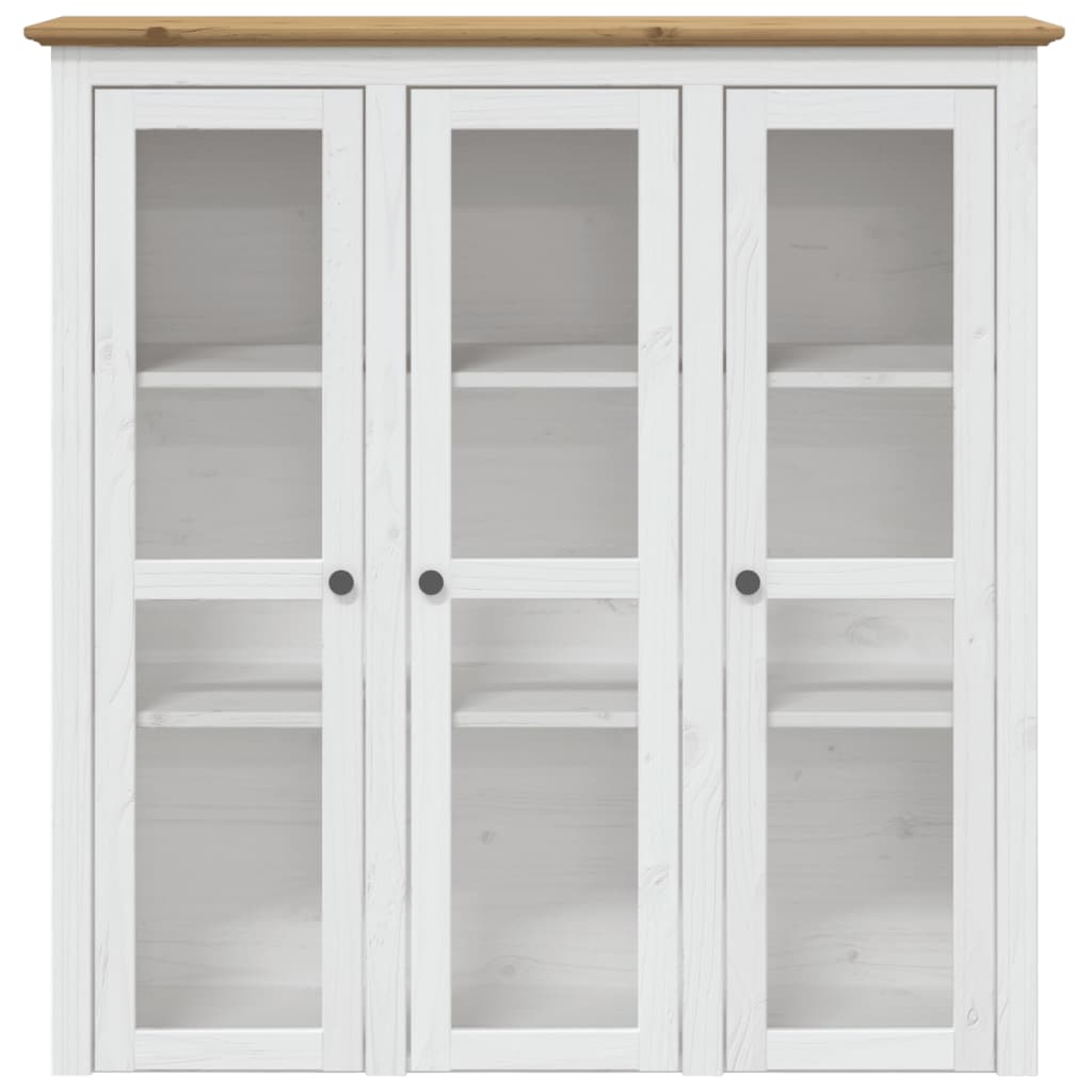 Thumbnail - vidaXL Vitrinenschrank mit Glastüren BODO Weiß und Braun Kiefernholz
