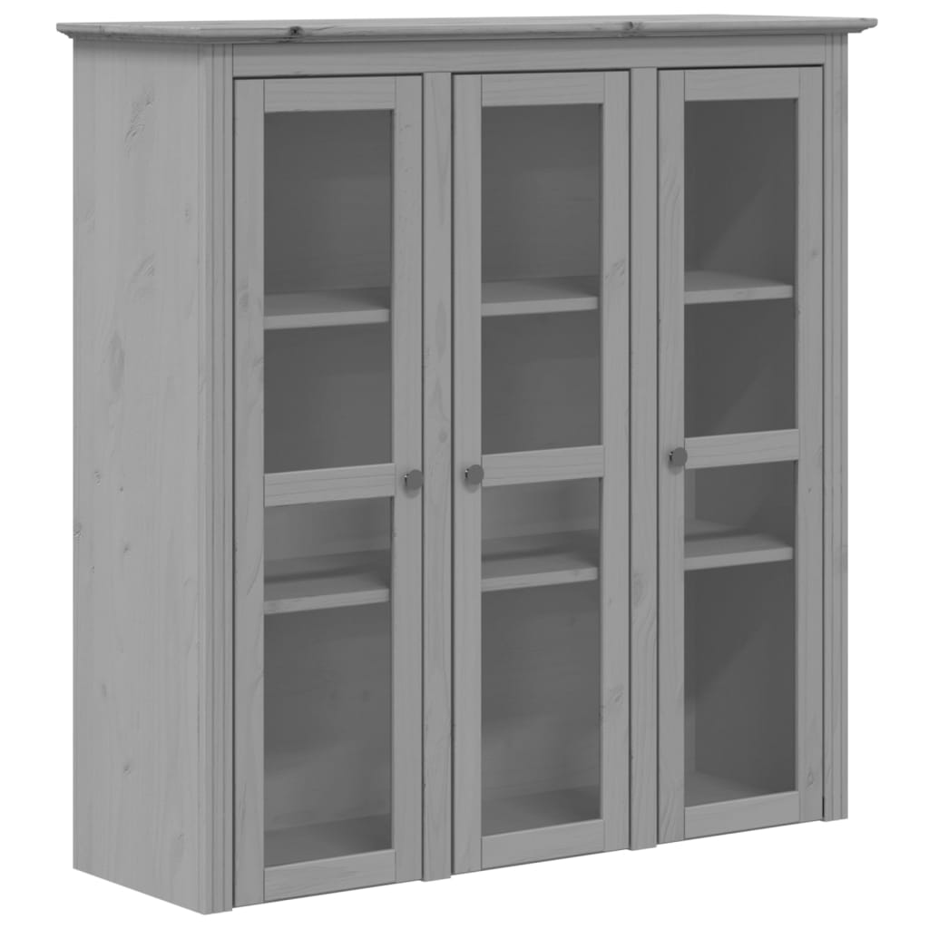 Image of vidaXL Cabinet with Glass Doors BODO Grey Solid Wood Pine