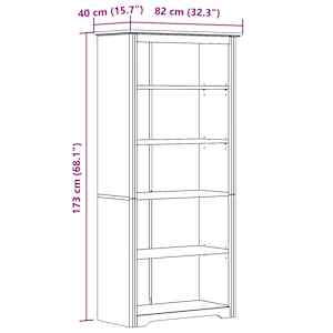 Knihovna BODO bílá 82x40x173 cm masivní borovice 5patrová - obrázek 6