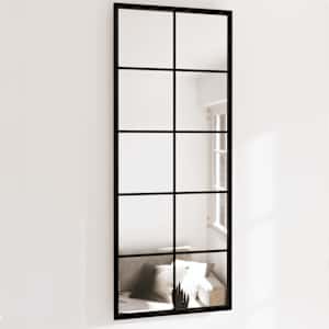 Stensko ogledalo 2 kosa črno 100x40 cm kovinsko