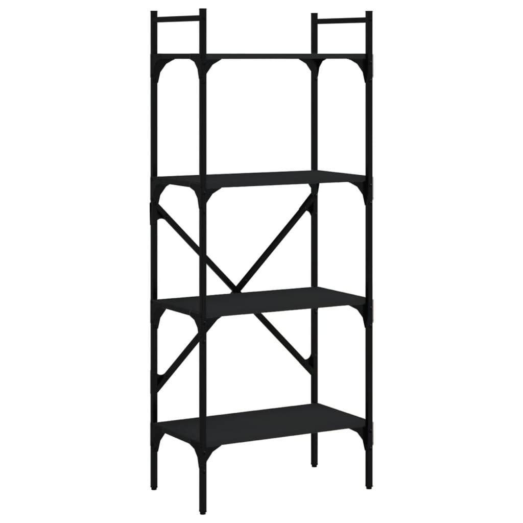 vidaXL B&uuml;cherregal 4 F&auml;cher Schwarz 56x31,5x138,5 cm Holzwerkstoff