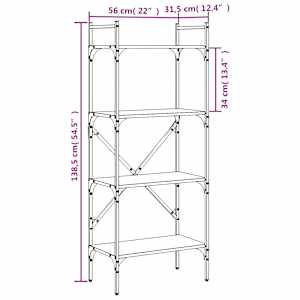 Knihovna se 4 policemi hnědý dub 56 x 31,5 x 138,5 cm kompozit - obrázek 9