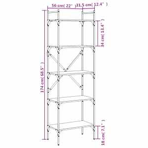 Knihovna s 5 policemi dub sonoma 56 x 31,5 x 174 cm kompozit - obrázek 9