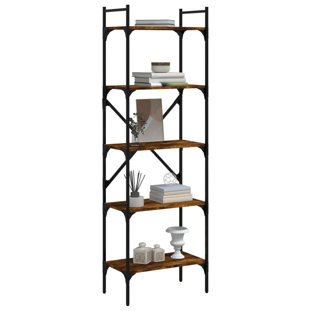 vidaXL Bibliotecă cu 5 niveluri, stejar fumuriu, 56x31,5x174 cm, lemn