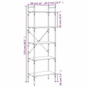 Knihovna s 5 policemi kouřový dub 56 x 31,5 x 174 cm kompozit - obrázek 9