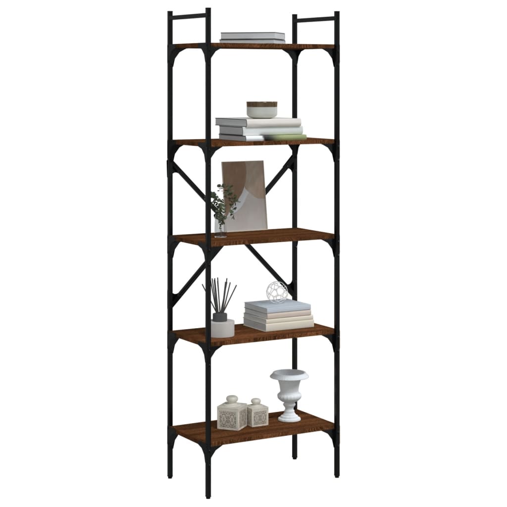 vidaXL 5 szintes barna tölgyszínű fa könyvespolc 56 x 31,5 x 174 cm