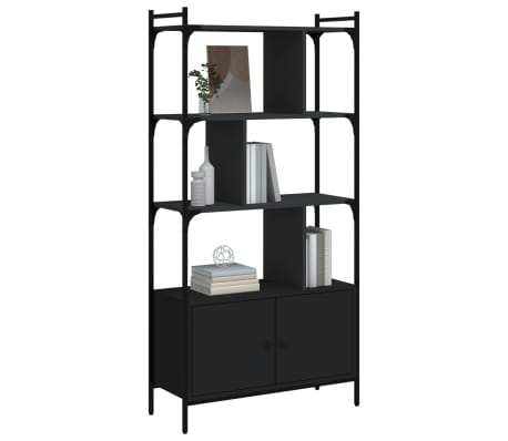 vidaXL Boekenkast met deuren 76,5x30x154,5 cm bewerkt hout zwart
