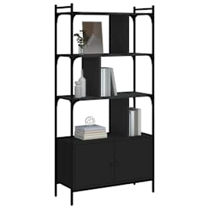 vidaXL Boekenkast met deuren 76,5x30x154,5 cm bewerkt hout zwart