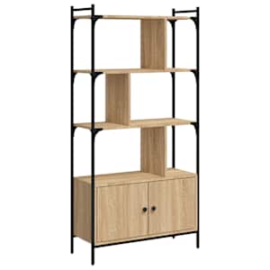 vidaXL raamaturiiul ustega, Sonoma tamm, 76,5 x 30 x 154,5 cm, t&ouml;&ouml;deldud puit