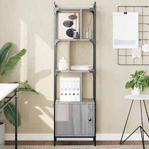 Knjižna omara z vrati siva sonoma 44,5x30x154,5 cm inž. les