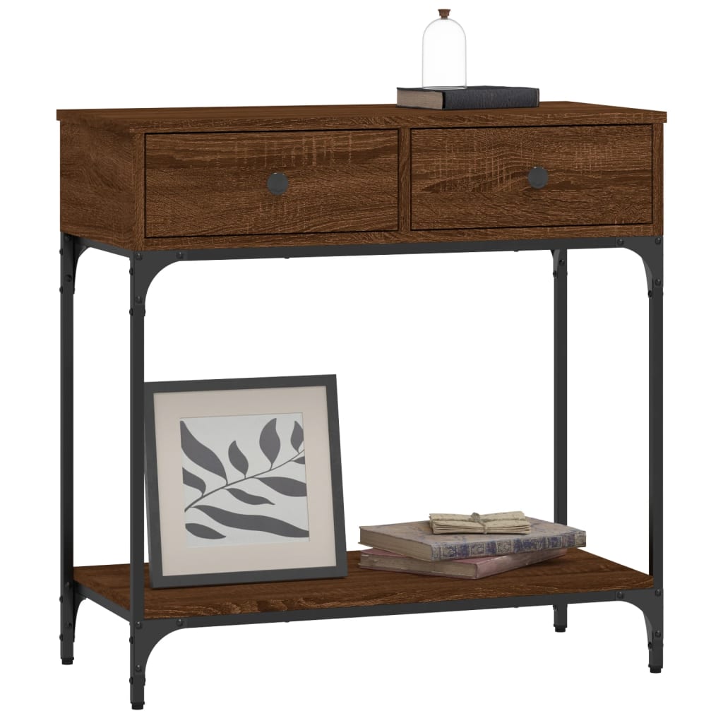 vidaXL Konzolový stolík hnedý dub 75 x 34,5 x 75 cm kompozitné drevo