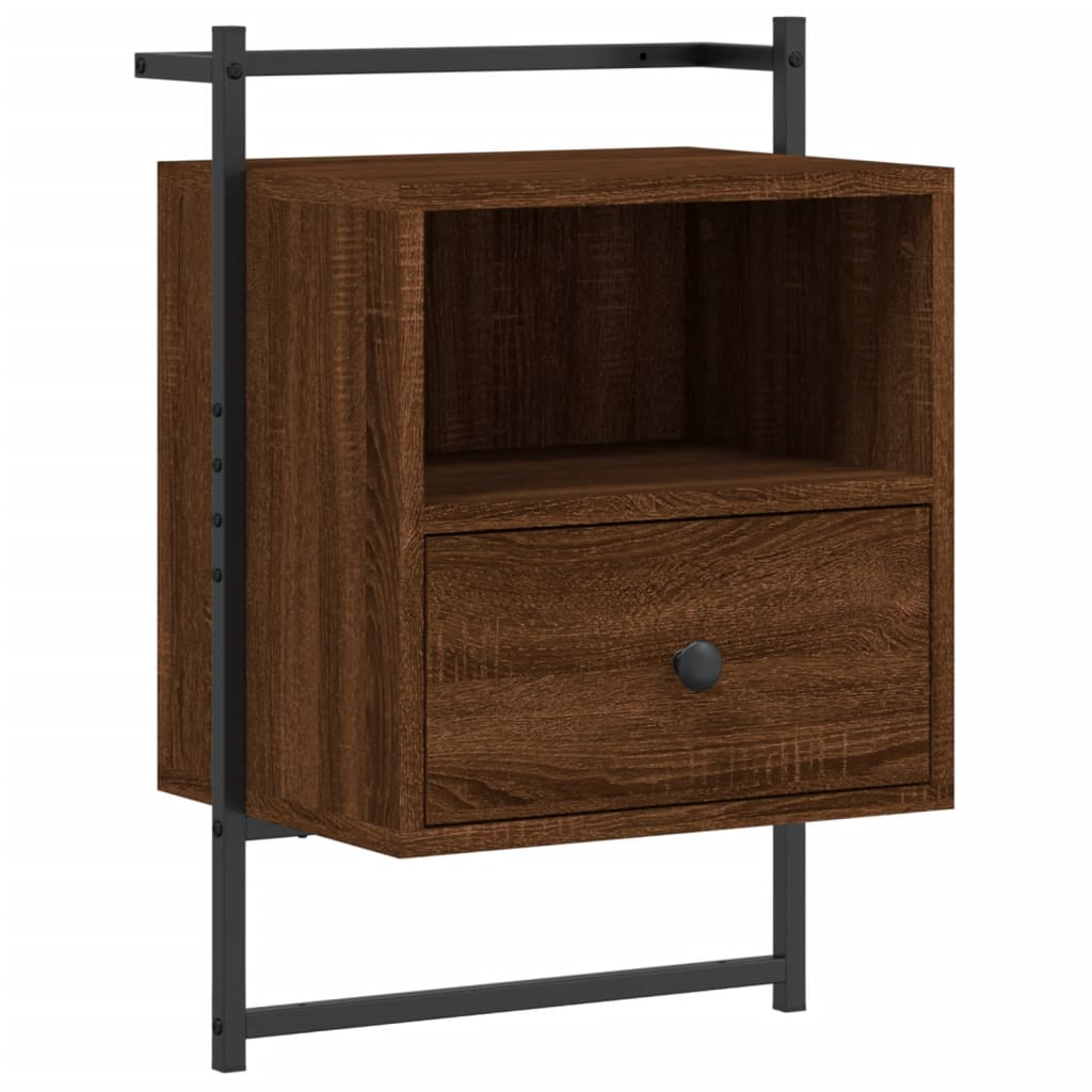 vidaXL Nachtkastjes 2 st wandgemonteerd 40x30x61 cm hout bruineiken, foto 4