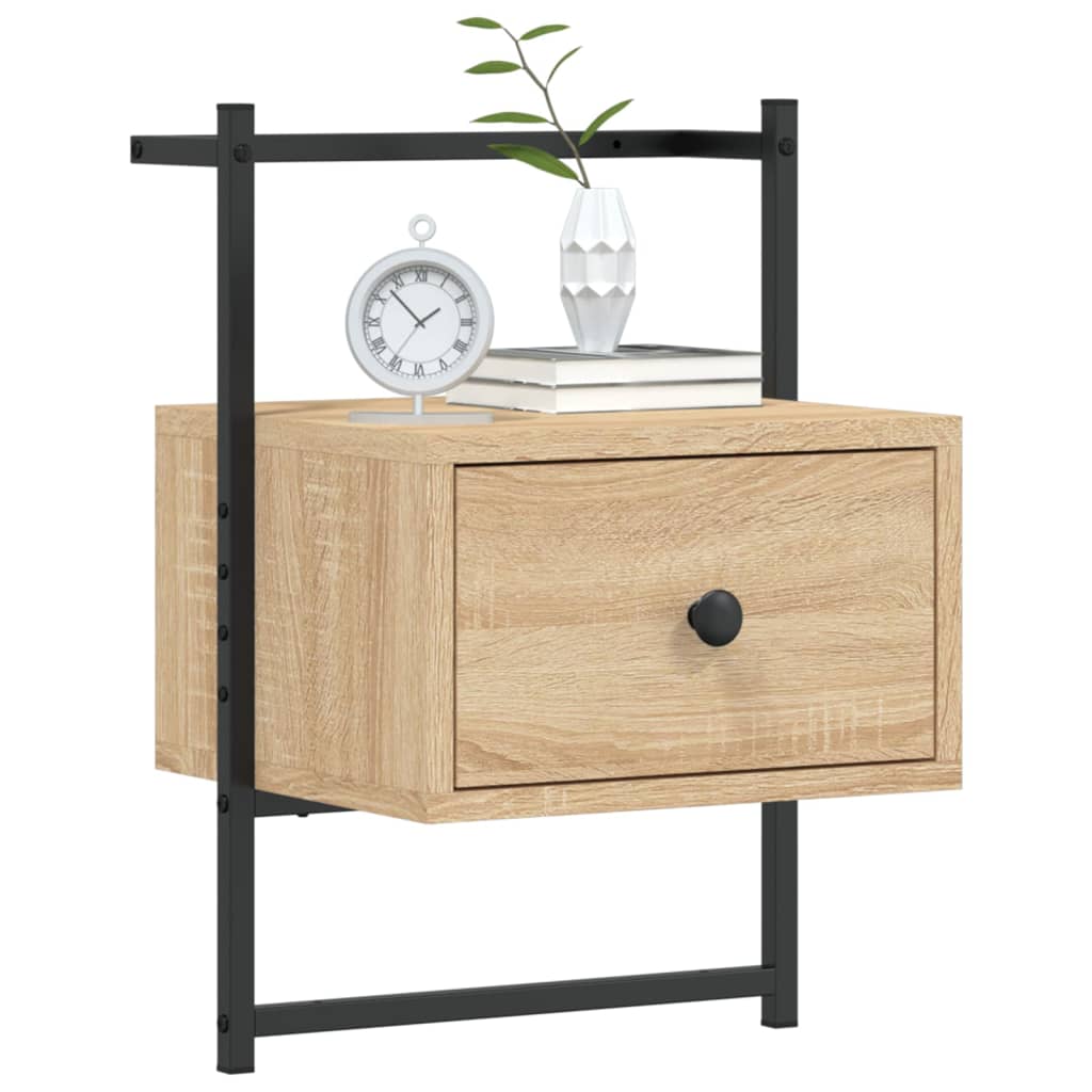 vidaXL Nachtkastjes 2 st wandgemonteerd 35x30x51 cm hout sonoma eiken