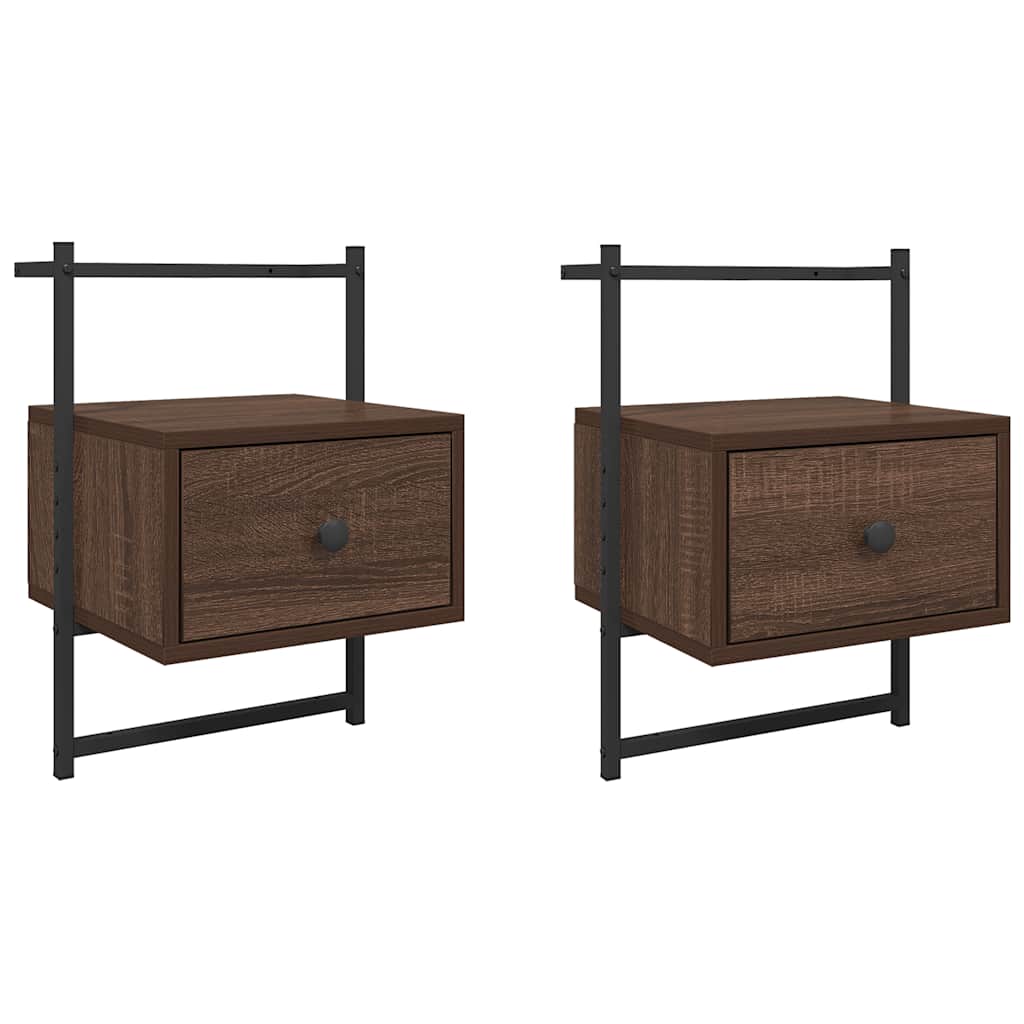 vidaXL Noční stolky nástěnné 2 ks hnědý dub 35 x 30 x 51 cm kompozit