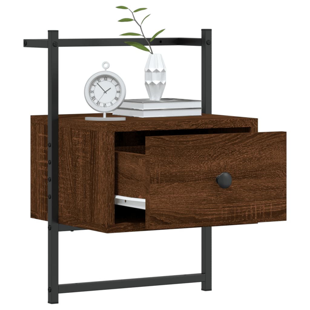 vidaXL Nachtkastjes 2 st wandgemonteerd 35x30x51 cm hout bruineiken afbeelding