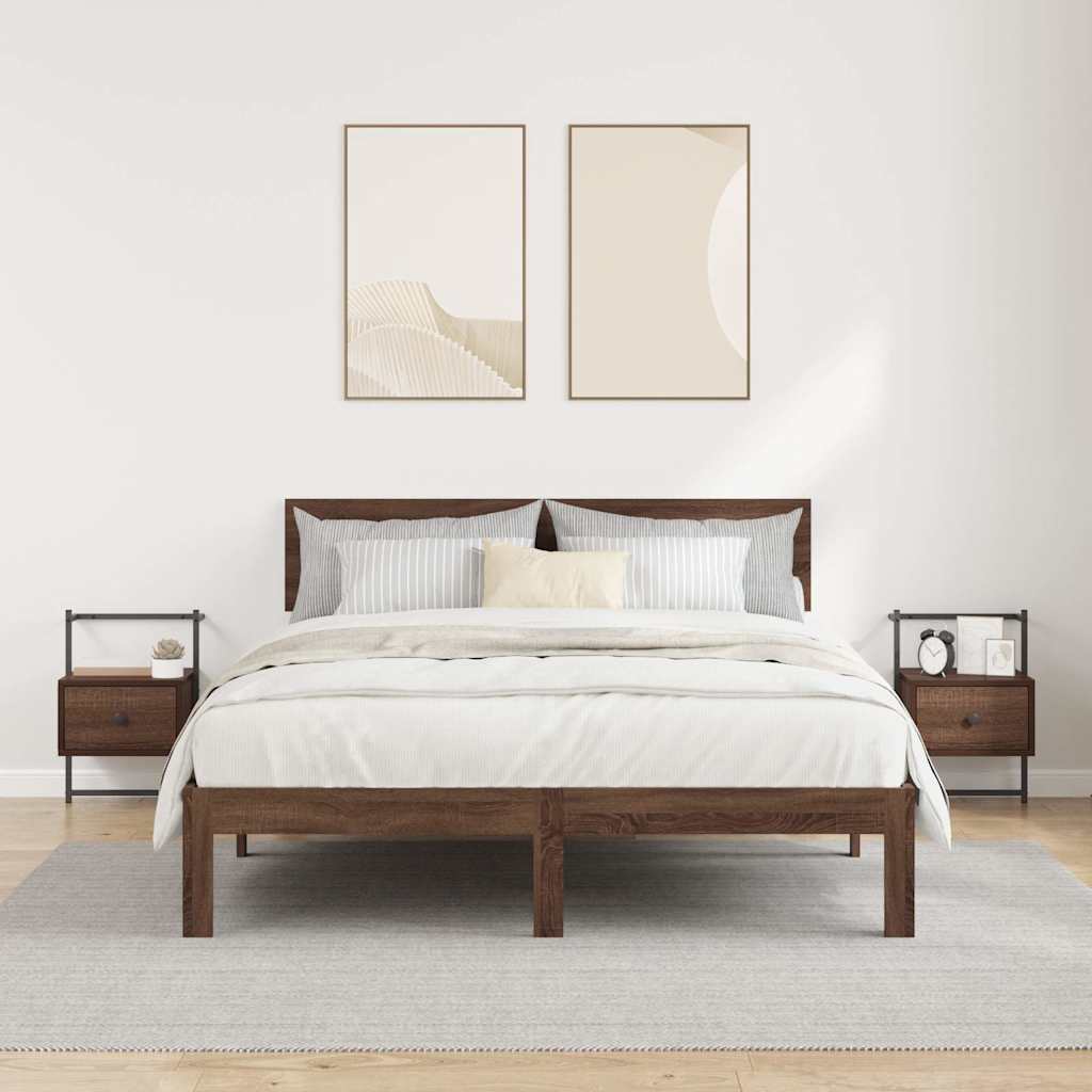 Thumbnail - vidaXL Wand-Nachttische 2 Stk. Braun Eiche 35x30x51 cm Holzwerkstoff