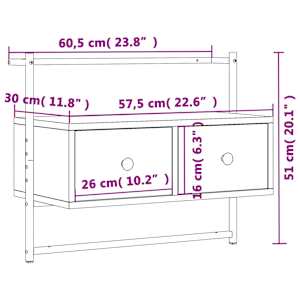 TV skříňka nástěnná dub sonoma 60,5x30x51 cm kompozitní dřevo - obrázek 9