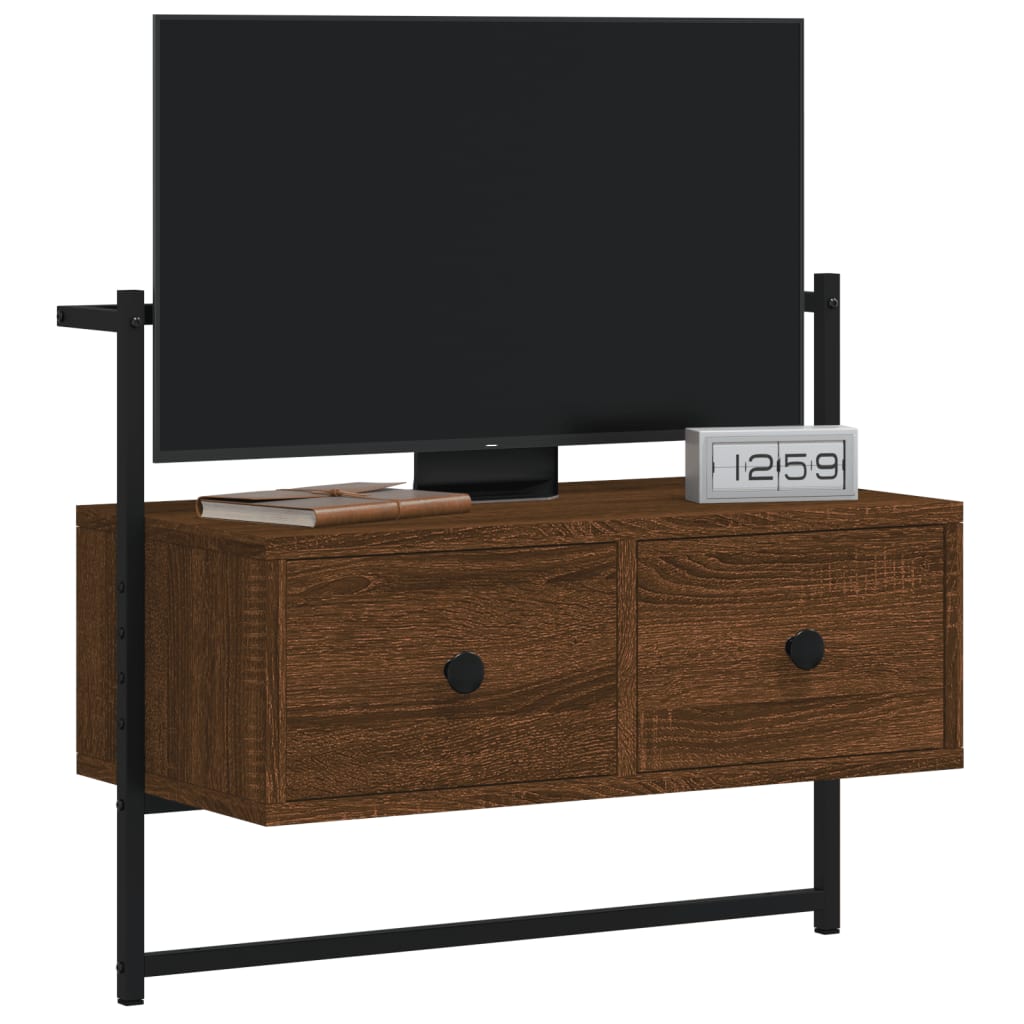 vidaXL Tv-meubel wandgemonteerd 60,5x30x51 cm hout bruin eikenkleur afbeelding