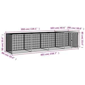 Klec pro kuřata se střechou antracitová 403 x 98 x 90 cm ocel - obrázek 9