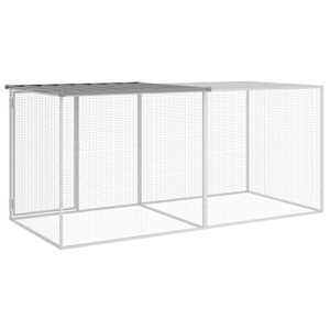 Klec pro kuřata se střechou světle šedá 203 x 98 x 90 cm ocel - obrázek 5