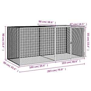Klec pro kuřata se střechou světle šedá 203 x 98 x 90 cm ocel - obrázek 8