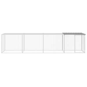 Klec pro kuřata se střechou světle šedá 403 x 98 x 90 cm ocel - obrázek 3