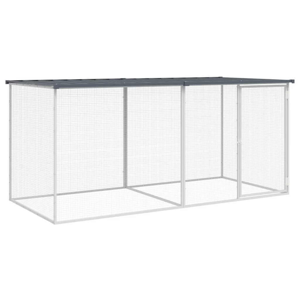 vidaXL Klec pro kuřata se střechou antracitová 203 x 98 x 90 cm pozinkovaná ocel