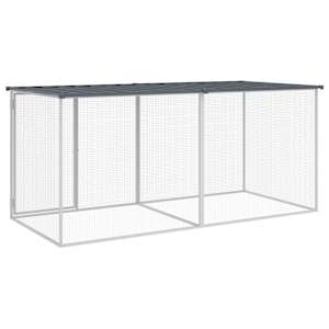 Klec pro kuřata se střechou antracitová 203 x 98 x 90 cm pozinkovaná ocel - obrázek 5