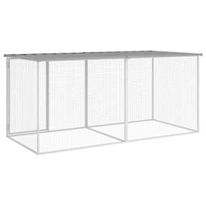 Klec pro kuřata se střechou světle šedá 203 x 98 x 90 cm pozinkovaná ocel - obrázek 5